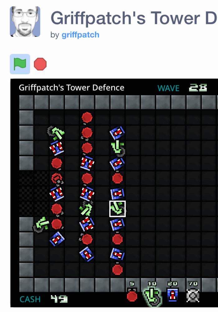 Playing Griffpatch's Tower defence 