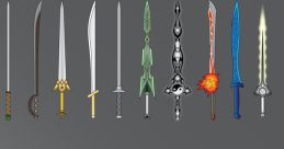 Varied weapons from the "Weapons Menu" in SAO featuring swords, spears, and unique designs for gameplay enhancement.