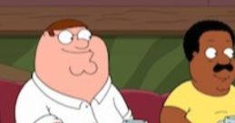 Peter Griffin and Cleveland Brown enjoying drinks in a bar scene from Family Guy, highlighting their quirky friendship.