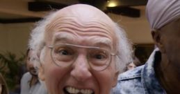 Larry David smiling enthusiastically, capturing the humor of "Curb Your Enthusiasm" Season 10's comedic moments.