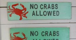 Wooden signs stating "No Crabs Allowed" in vibrant colors with crab illustrations, perfect for beach decor or seafood settings.