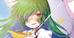 Colorful anime artwork of a girl with green hair holding an umbrella, promoting 'Resonate Anthems' by Amateras Records.