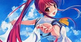 Anime character with pink hair in a blue and white outfit, set against a bright sky for "Suiheisen made Nan Mile?" fan book.