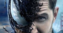 Venom's iconic half-alien face illustrates the thrilling transformation from Eddie Brock in the action-packed Venom movies.