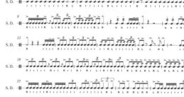 Snare drum notation for Dirtyflint's "Rapata-Chapata," featuring rhythmic patterns and playing techniques.