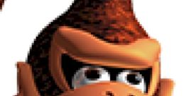 Donkey Kong character close-up, featured in Mario Golf 64, showcasing his iconic facial expression and distinct hairstyle.