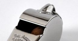 Shiny silver whistle, labeled "The Agni Thunder," made in England. Ideal for sports and coaching activities.