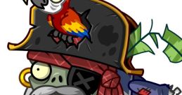 Pirate Zombie from PVZ 2 with a parrot on his hat, dressed in a ragged pirate outfit, ready for adventure.