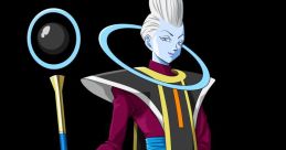 Whis from Dragon Ball Super, portrayed by Masakazu Morita, features a striking design with a staff and elegant robes.