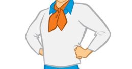 Fred Jones from Scooby-Doo stands confidently, showcasing his classic outfit with a blue shirt and orange neckerchief.