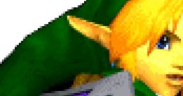 Link from The Legend of Zelda, wielding his iconic shield, featured in Super Smash Bros. Melee gameplay.