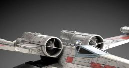 Detailed rendering of an X-Wing Fighter from Star Wars, showcasing its iconic design and intricate features.