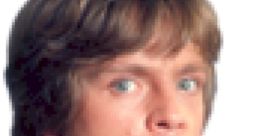 Luke Skywalker from Star Wars, featuring his iconic hairstyle and determined expression, holding his lightsaber.