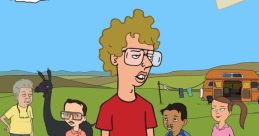 Animated scene featuring iconic characters from "Napoleon Dynamite," highlighting quirky humor and nostalgic style.