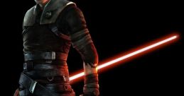 Starkiller from Star Wars: The Force Unleashed wielding a red lightsaber, showcasing his dark and powerful presence.