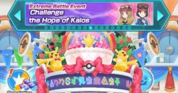 Explore the Extreme Battle Event ‘Challenge the Hope of Kalos’ featuring Kojirō in Pokémon Masters EX with vibrant decorations.