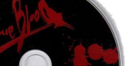 True Blood disc featuring 'about True Blood' game details, with bold red graphics on a black background.