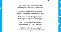 Lyrics of "Hush Little Baby" featuring playful rhymes and colorful baby onesies, perfect for soothing infants to sleep.