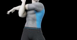 Wii Fit Trainer in an athletic pose, showcasing fitness and flexibility in Super Smash Bros. Ultimate style.