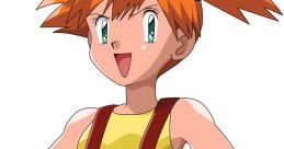 Misty, a spirited Pokémon Trainer, showcases her confident style with orange hair, green shorts, and playful energy.