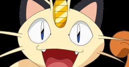 Excited Meowth (4Kids, Early) character with a playful expression, showcasing its iconic feline features and charm.