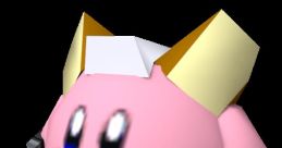 Kirby in Super Smash Bros. 64, sporting a cute design with orange shoes and a playful expression, ready for battle.