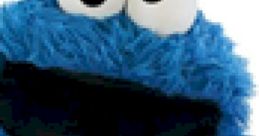 Cookie Monster from Sesame Street happily holds a chocolate chip cookie, showcasing his love for treats and fun.