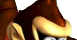 Donkey Kong character close-up from Super Smash Bros. Melee, featuring his iconic expression and red necktie.