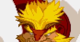 Pixel art of Sabertooth, the fierce mutant from X-Men vs. Street Fighter, showcasing his wild appearance and intense expression.