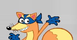 Swiper the Fox, a playful character from the Flash Game era, poses with excitement and mischief, ready for adventure.