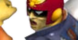 Captain Falcon ready to unleash a Falcon Punch in Super Smash Bros. Melee, showcasing his iconic red helmet and fierce expression.