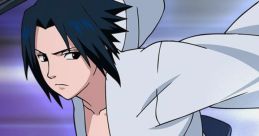 Sasuke Uchiha ready for battle, showcasing his signature blue attire and dynamic fighting pose. Anime character power and intensity.