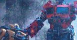 Bumblebee and Optimus Prime stand together in a forest, showcasing iconic Transformers voice lines and camaraderie.