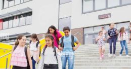 Leavingschool The of children laughing and playing on the playground fills the air, a cacophony of joy and excitement as