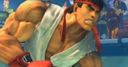 Ryu from Street Fighter IV showcases intense focus in a critical game moment. "Continue?" prompts elevate the tension.