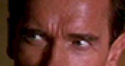 Intense close-up of Arnold Schwarzenegger in "End of Days," capturing his determined expression in a pivotal moment.