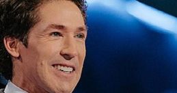 Joel Osteen delivering an inspirational sermon, showcasing his signature smile and engaging hand gestures.