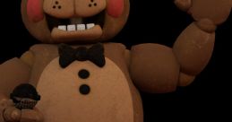 Toy Freddy from FNAF 2 waves cheerfully, holding a microphone, showcasing his playful, vintage style and animated charm.