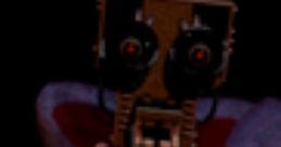 Glitchy Bonnie from Five Nights At Freddy's with computer voice, showcasing eerie robotic features and glowing red eyes.