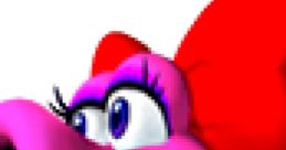 Birdo from Mario Kart: Double Dash, showcasing vibrant pink colors and a bold red bow, ready for racing action.