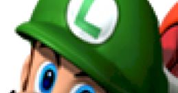 Luigi in Mario Kart: Double Dash, wearing a green cap, excitedly ready to race with a determined expression.