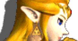 Zelda in her iconic pink outfit with golden armor, showcasing her elegance from Super Smash Bros. Melee.