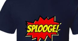 Bold navy t-shirt featuring a colorful comic-style "Splooge!" graphic in red and yellow, perfect for casual wear.