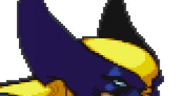 Wolverine from Marvel vs. Capcom, showcasing his distinctive yellow and blue costume, fierce expression, and claws.