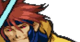 Gambit from Marvel vs. Capcom, featuring his signature hair and yellow coat, poised for battle with kinetic energy.