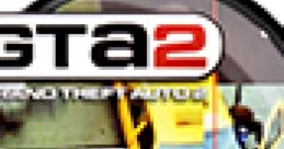 Grand Theft Auto 2 logo featuring a target on a yellow taxi, capturing the game's intense urban action and style.