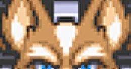 Fox McCloud, the iconic pilot from Star Fox, features a fierce expression and striking blue eyes in pixel art style.