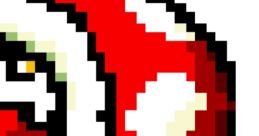 Piranha Plant from Yoshi's Island, featuring vibrant red and white colors with a leafy base in classic pixel art style.