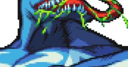 Venom from Marvel vs. Capcom displaying his iconic look with a menacing grin and serpentine tongue.