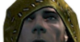 Heimskr from The Elder Scrolls V: Skyrim, wearing a golden hood, showcasing his passionate expression in the game.